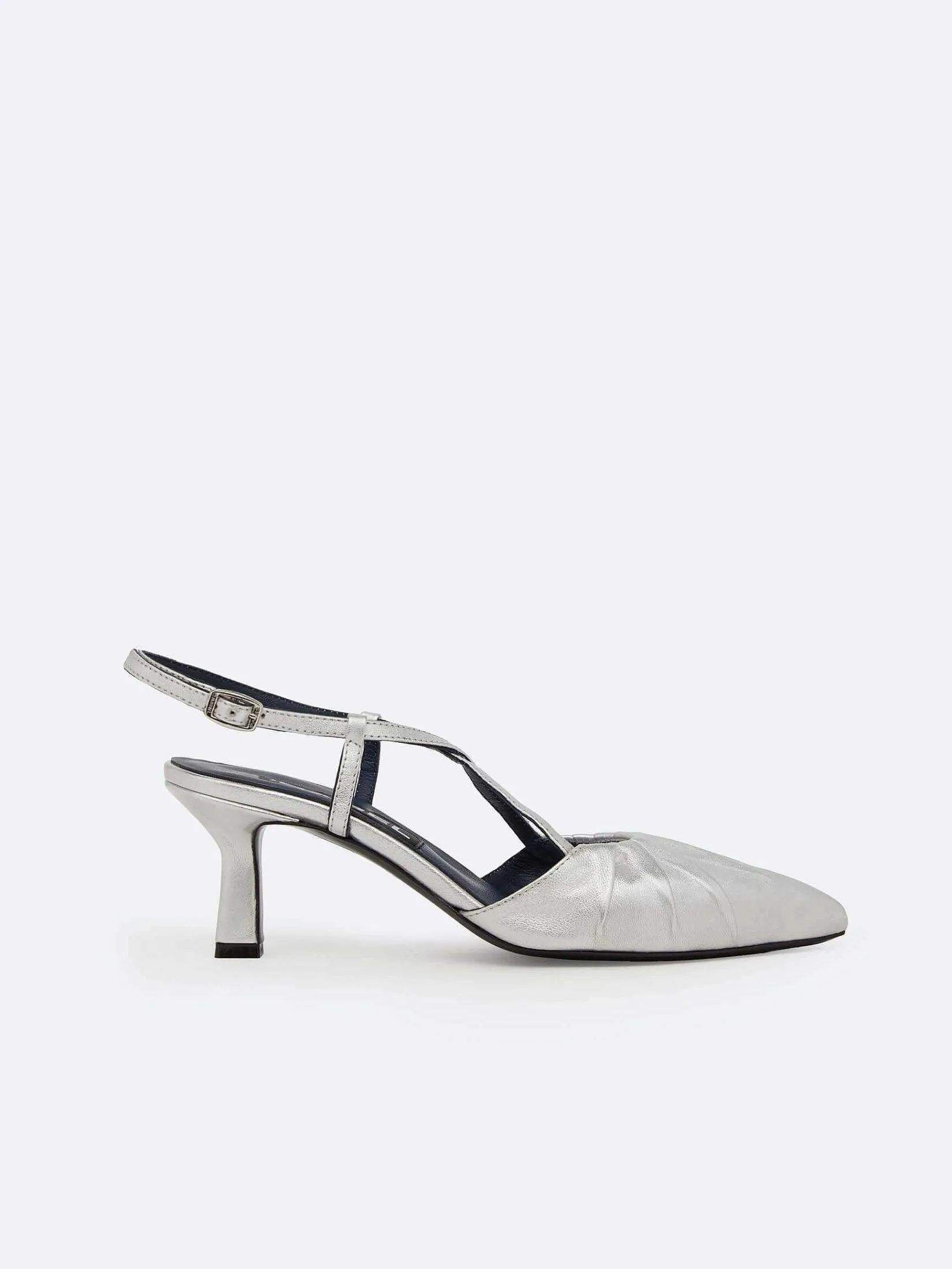 Silver Leather Slingback Pumps-Carel Store
