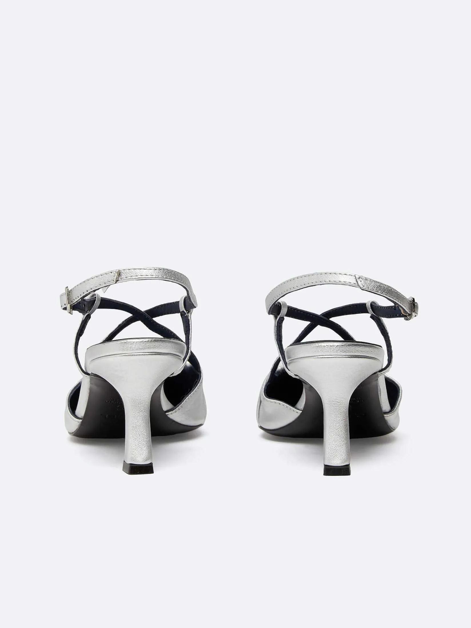 Silver Leather Slingback Pumps-Carel Store