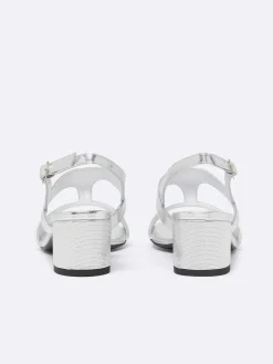 Silver Mesh Embossed Leather Sandals-Carel Best Sale