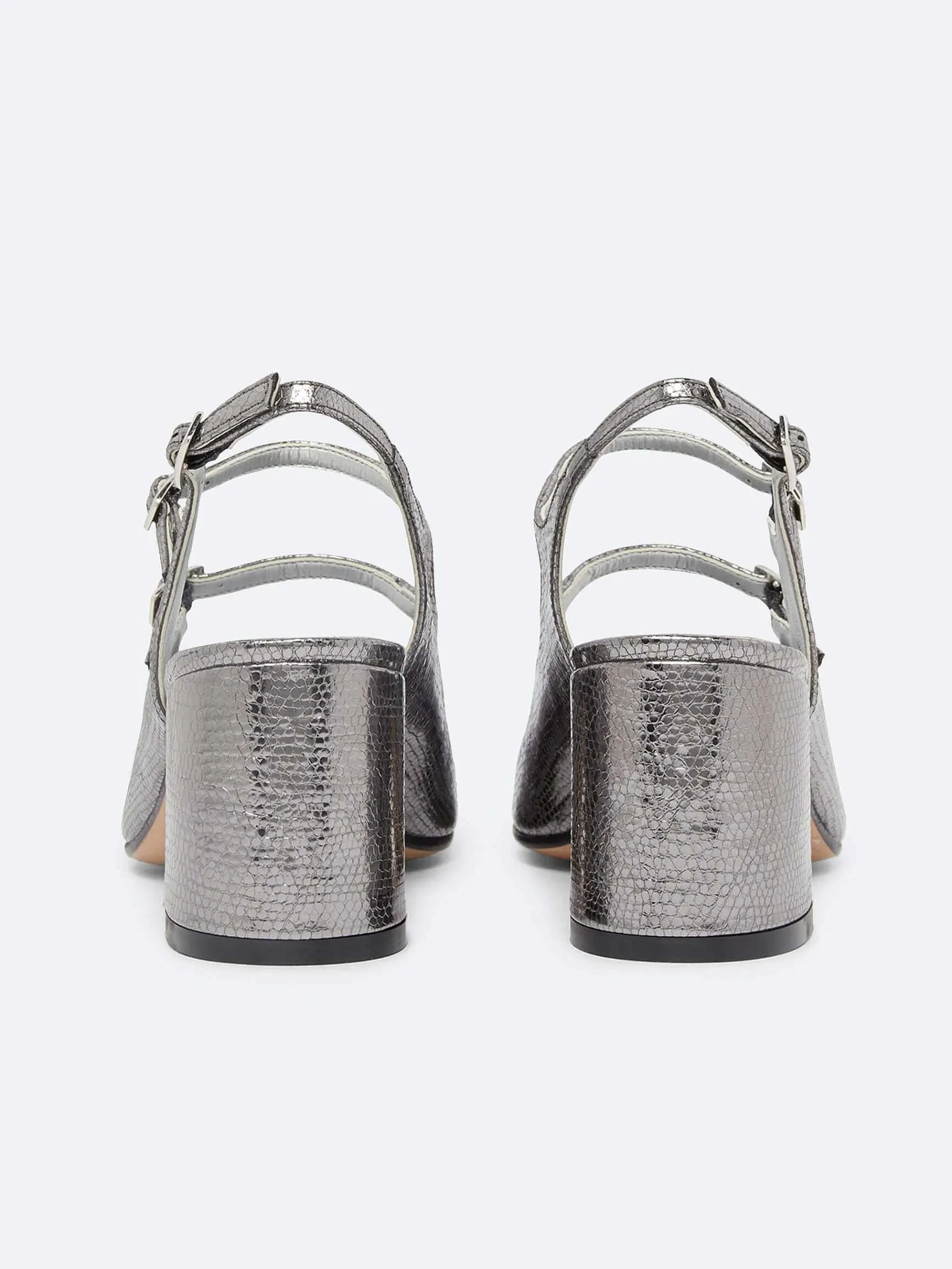Silver Snake Print Upcycled Leather Slingback Mary Janes-Carel Online