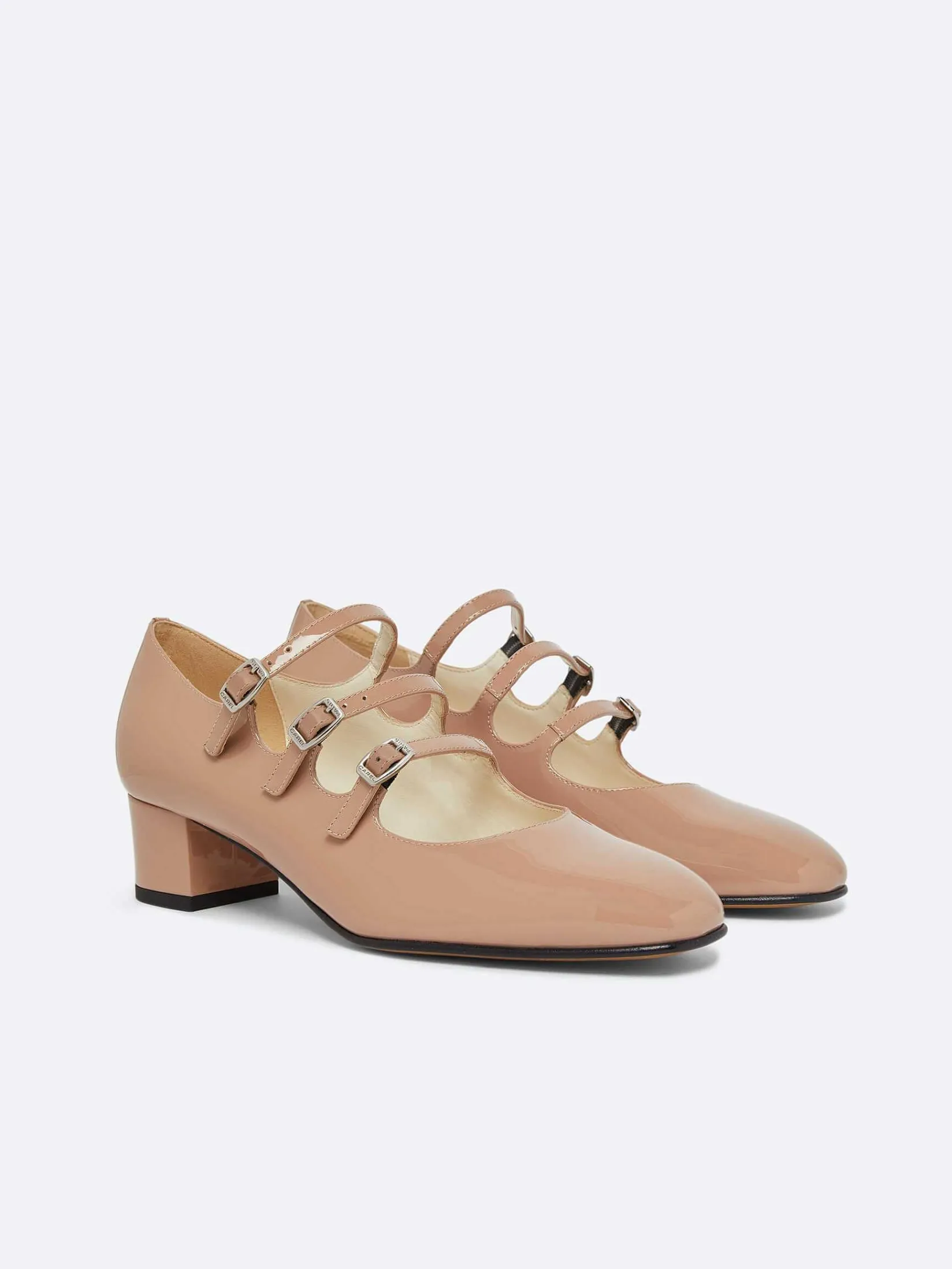 Taupe Upcycled Patent Leather Mary Janes Pumps-Carel Clearance