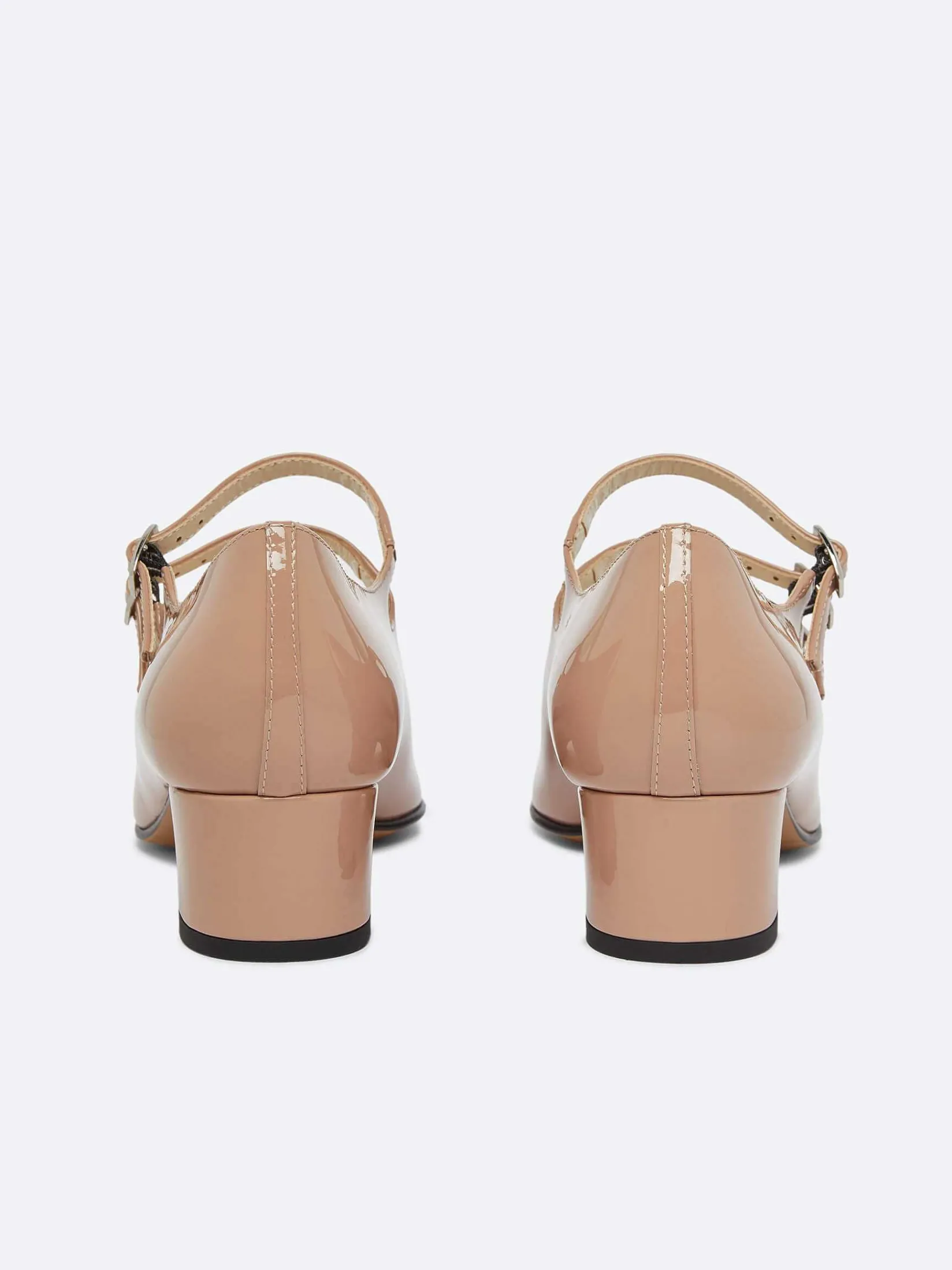 Taupe Upcycled Patent Leather Mary Janes Pumps-Carel Clearance