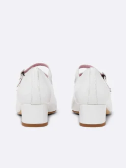 White Naplack Leather Mary Janes Pumps-Carel Outlet