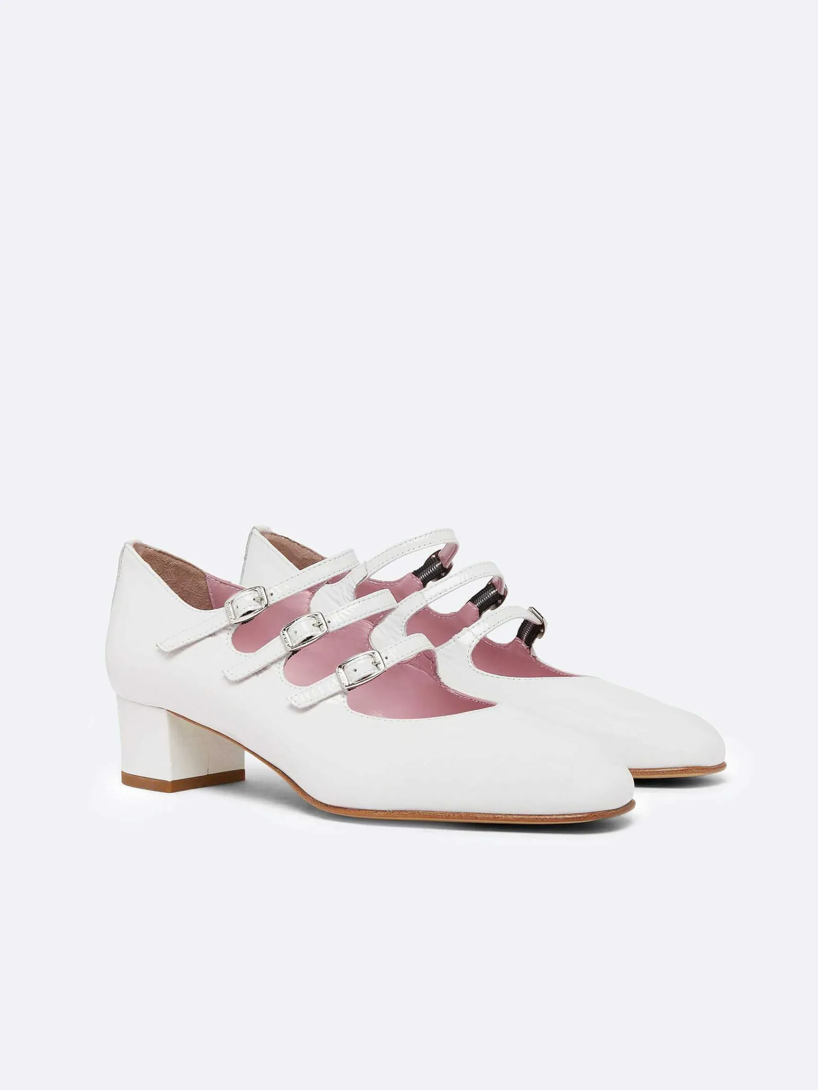 White Naplack Leather Mary Janes Pumps-Carel Outlet