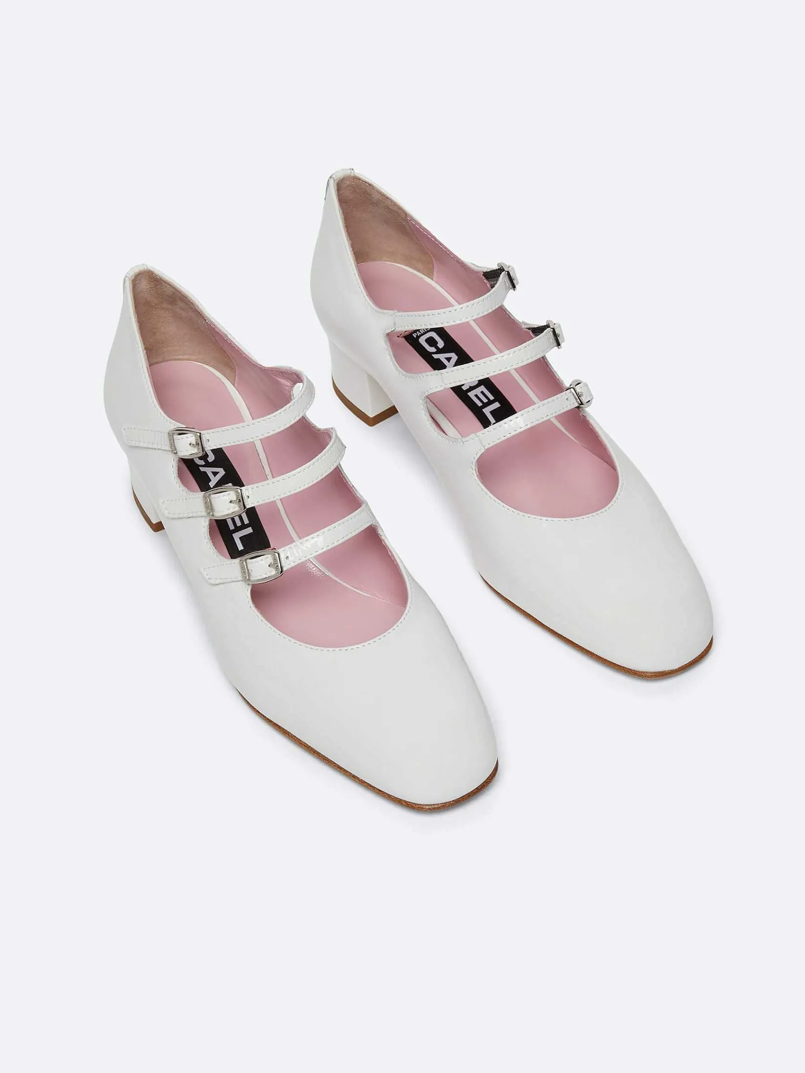White Naplack Leather Mary Janes Pumps-Carel Outlet