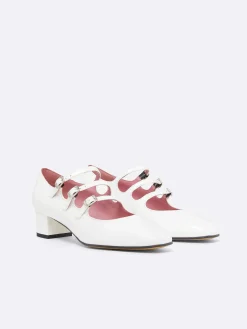 White Patent Leather Mary Janes Pumps-Carel Discount