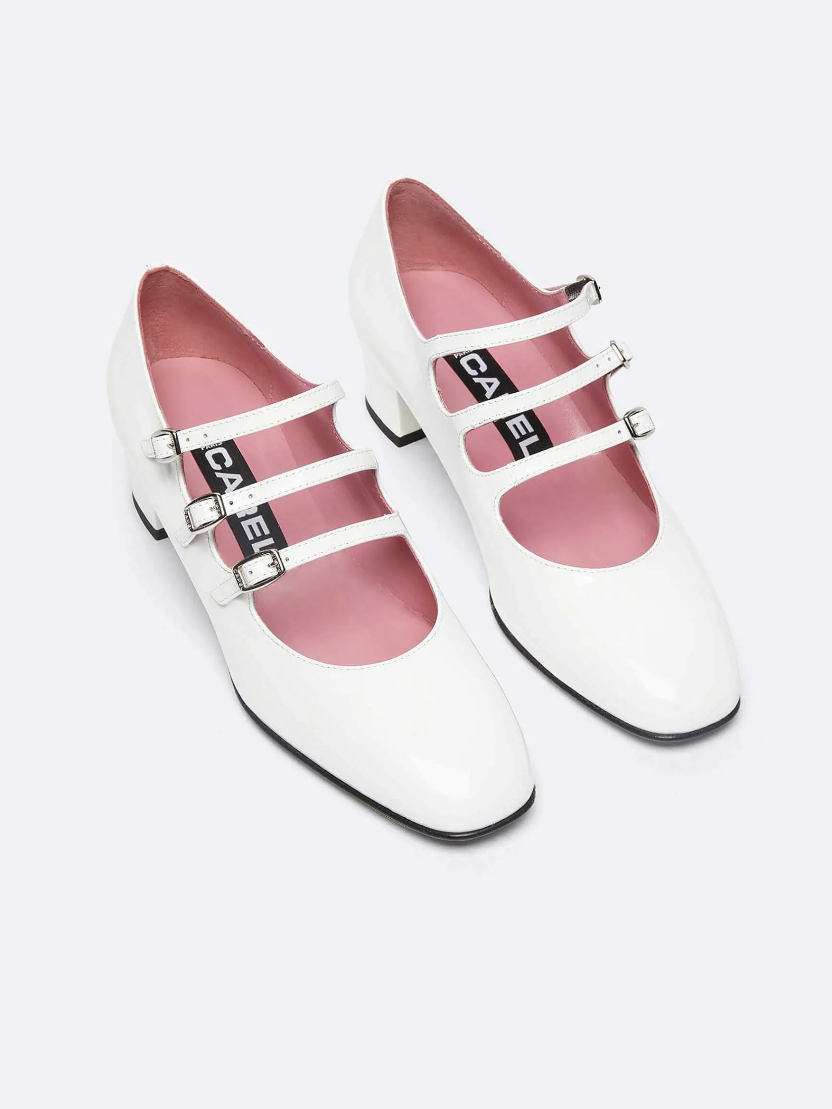 White Patent Leather Mary Janes Pumps-Carel Discount