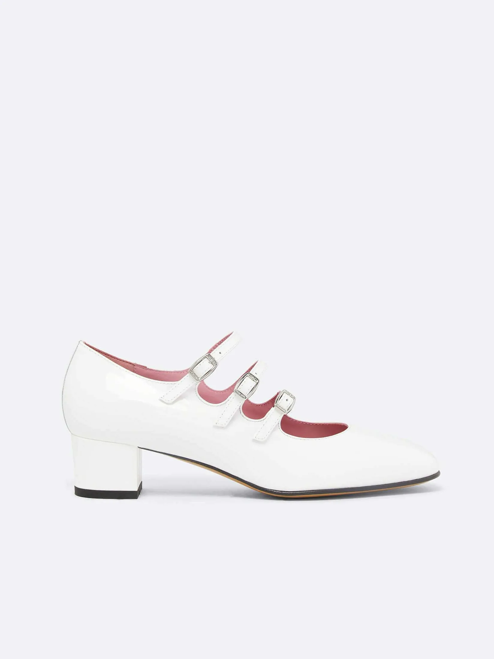 White Patent Leather Mary Janes Pumps-Carel Discount