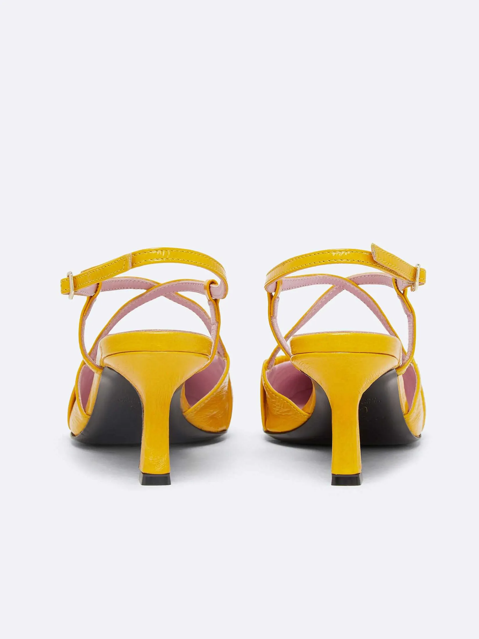 Yellow Upcycled Naplack Leather Slingback Pumps-Carel Flash Sale