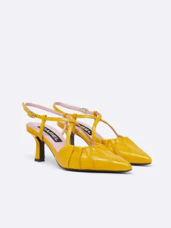 Yellow Upcycled Naplack Leather Slingback Pumps-Carel Flash Sale